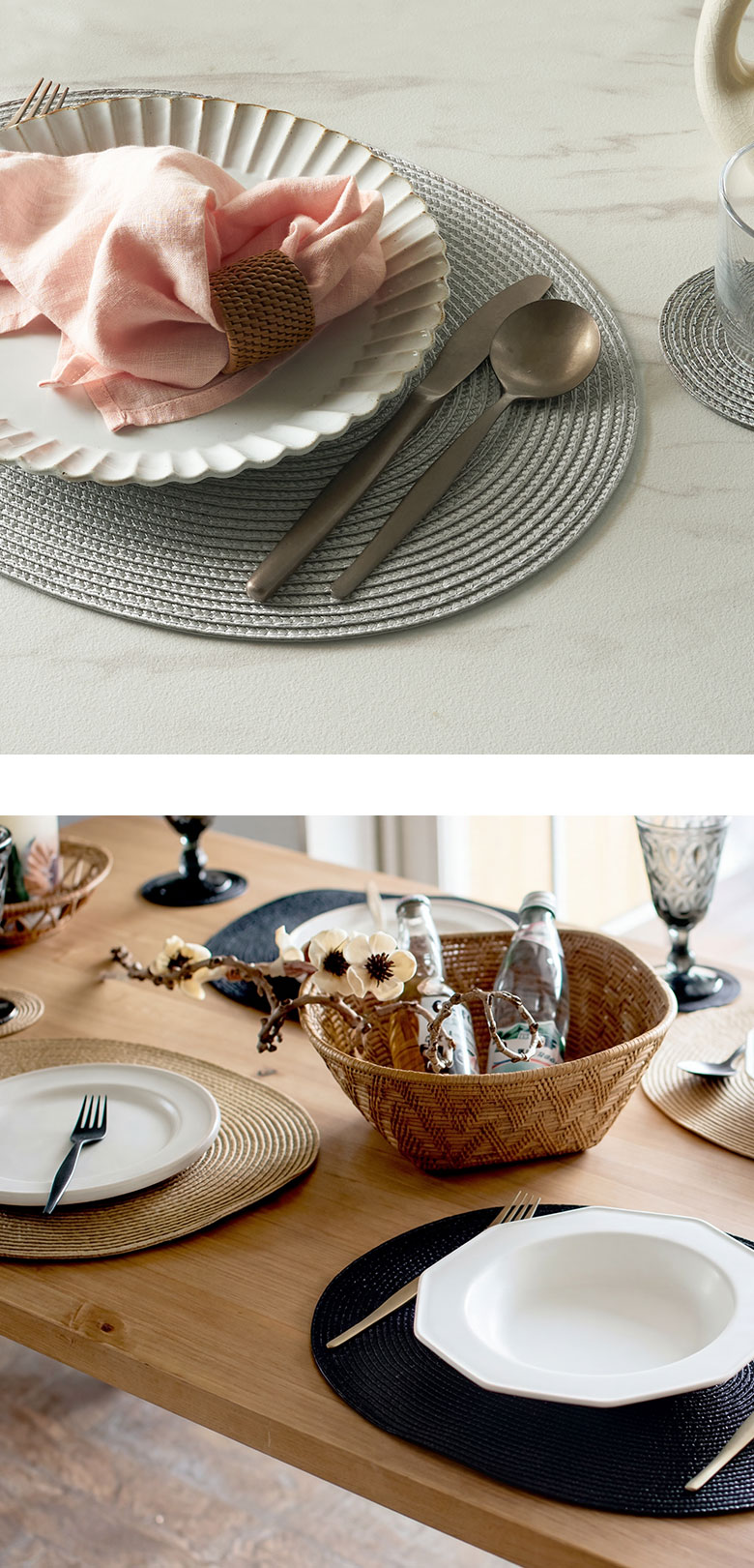 どんなテイストにもマッチするシンプルなデザインのプレースマット