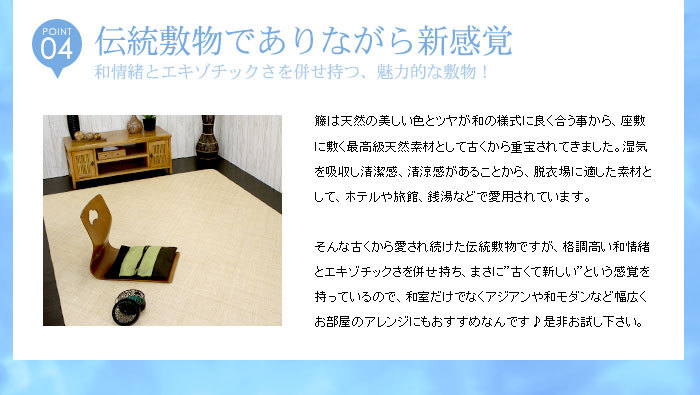 籐あじろ 座布団サイズ 約55×55cm ラタンカーペット AJ100-55X55