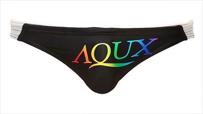 ビキニブリーフ型水着 海水パンツ AQUX/アックス Rainbow Swimmer "Black" スイムウェア 海パン 男性 ホワイトデー｜asian-closet｜02