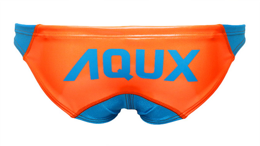 【ロゴ刺繍】AQUX ビキニ競パン　オレンジ XLサイズ AQUX/アックス Big Logo Bikinis 