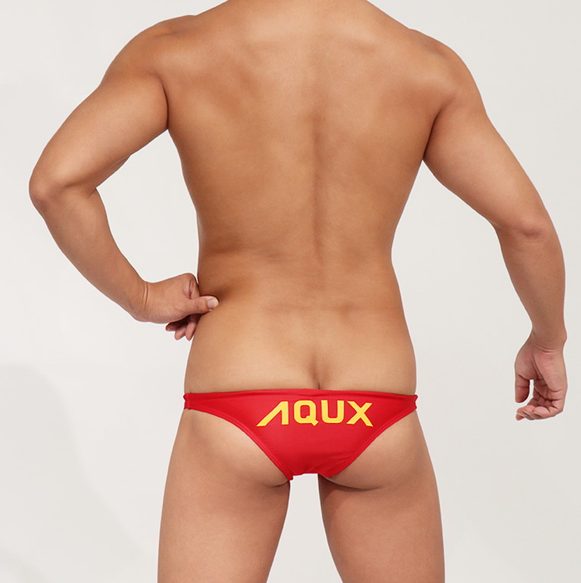 【ロゴ刺繍】AQUX ビキニ競パン　オレンジ XLサイズ AQUX/アックス Big Logo Bikinis 