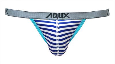 AQUX/アックス T-Back "Blue" マリンボーダー Tバック 男性下着 メンズ パンツ  aqux ホワイトデー｜asian-closet｜02