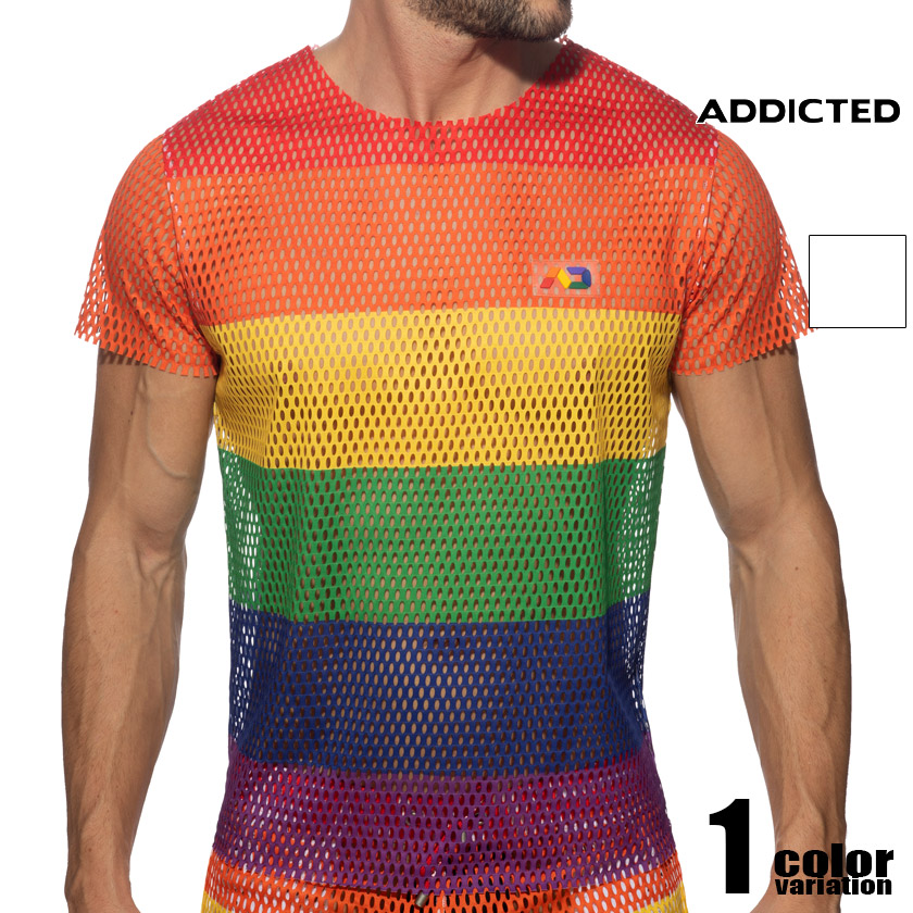 ADDICTED/アディクティッド MESH RAINBOW T-SHIRT メッシュ