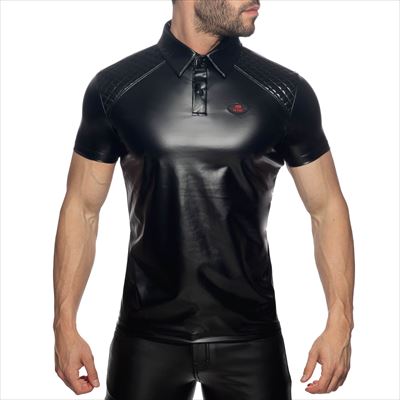 ADDICTED/アディクティッド RUB FETISH POLO-SHIRT フェイクレザー ポロシャツ カジュアルシャツ　メンズ