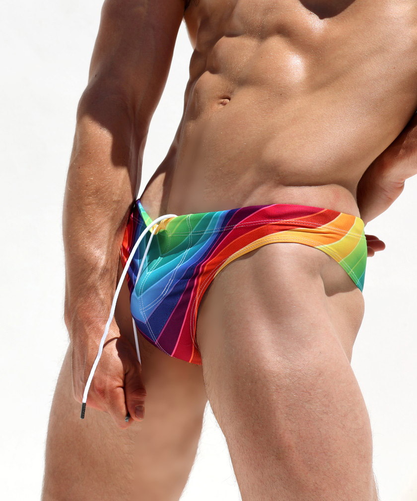 RUFSKIN/ラフスキン ARC 光沢 水着 ビキニ型スイムウェア 海パン セクシー　レインボー 虹 カラフル メンズ 男性水着 海パン RUFSKIN/ラフスキン ARC 光沢 水着 ビキニ型スイムウェア 海パン
