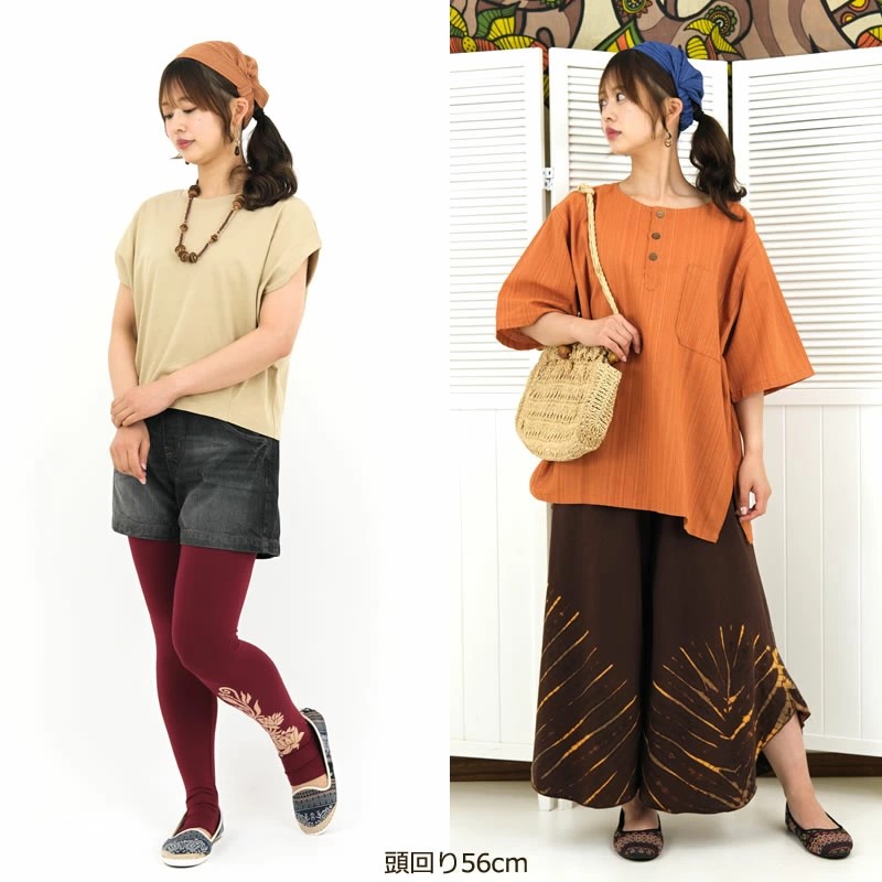 タイコットンヘアバンド ヘアアクセサリー バンダナ ゴム ストライプ