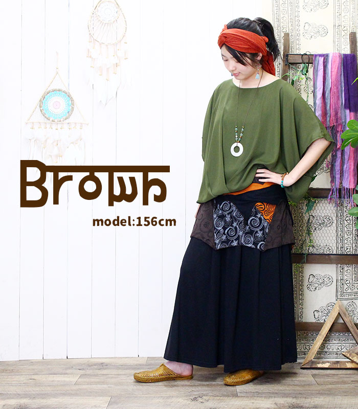 巻きスカート レイヤード レディース エスニックプリント ギザギザ