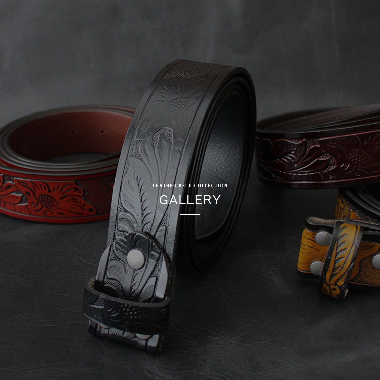 モルガンダラー  レザーベルト カービング Lサイズ belt4950a.jpg