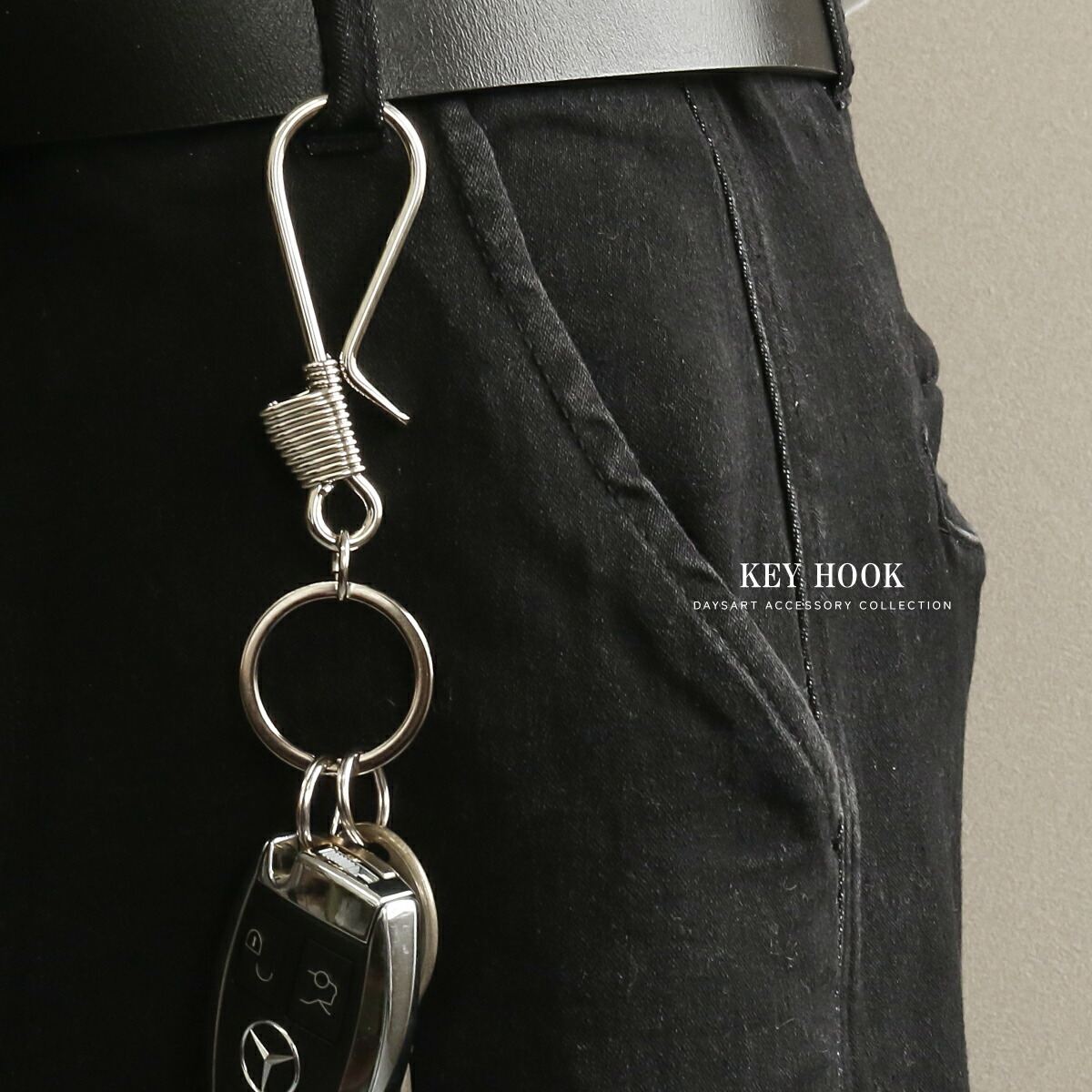 キーフック メンズ レディース 真鍮 ブラス ステンレス キーリング付き