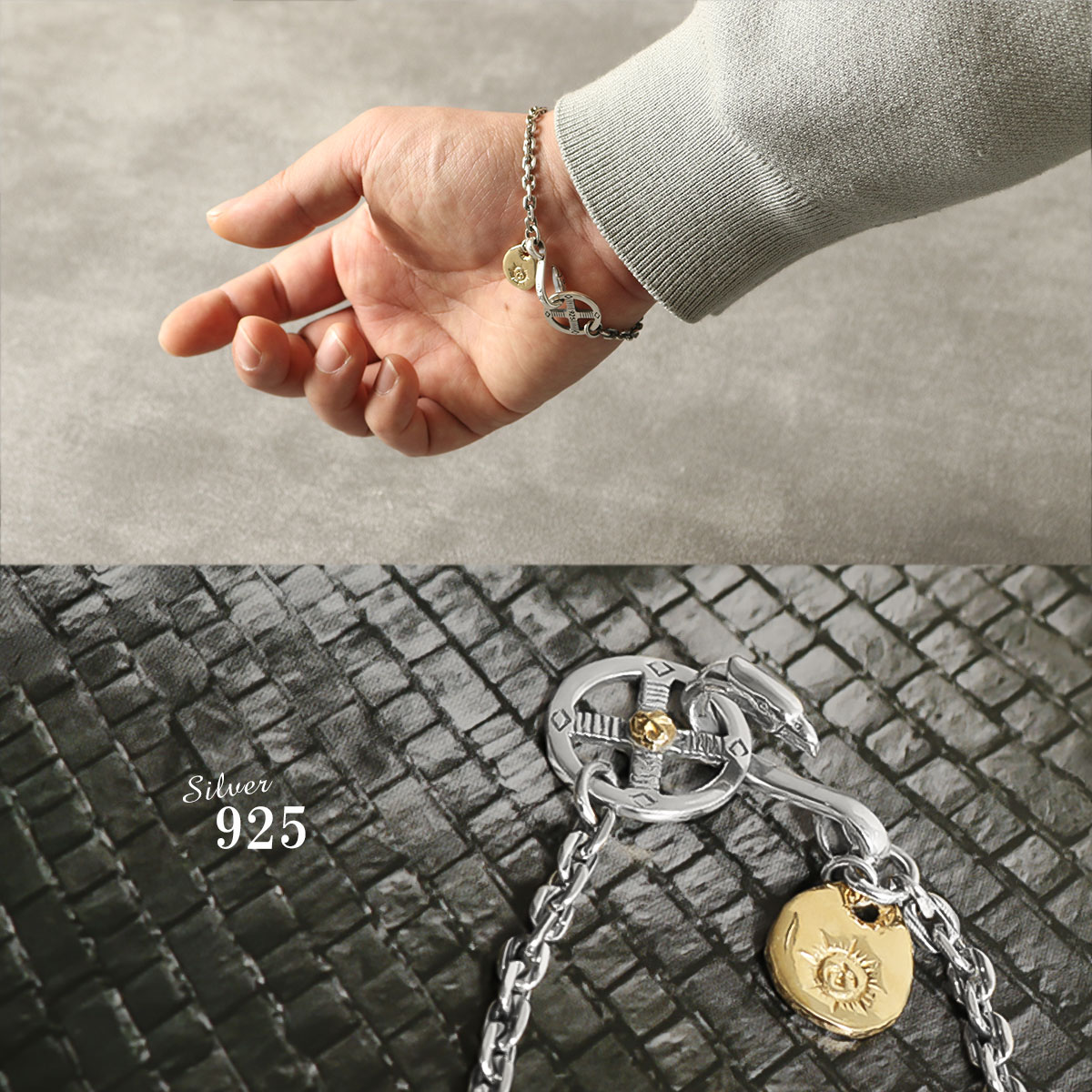 ヴィンテージ　イーグル　925シルバー チェーンブレスレット シルバー925 イーグルフック チェーンブレスレット シルバー 4面