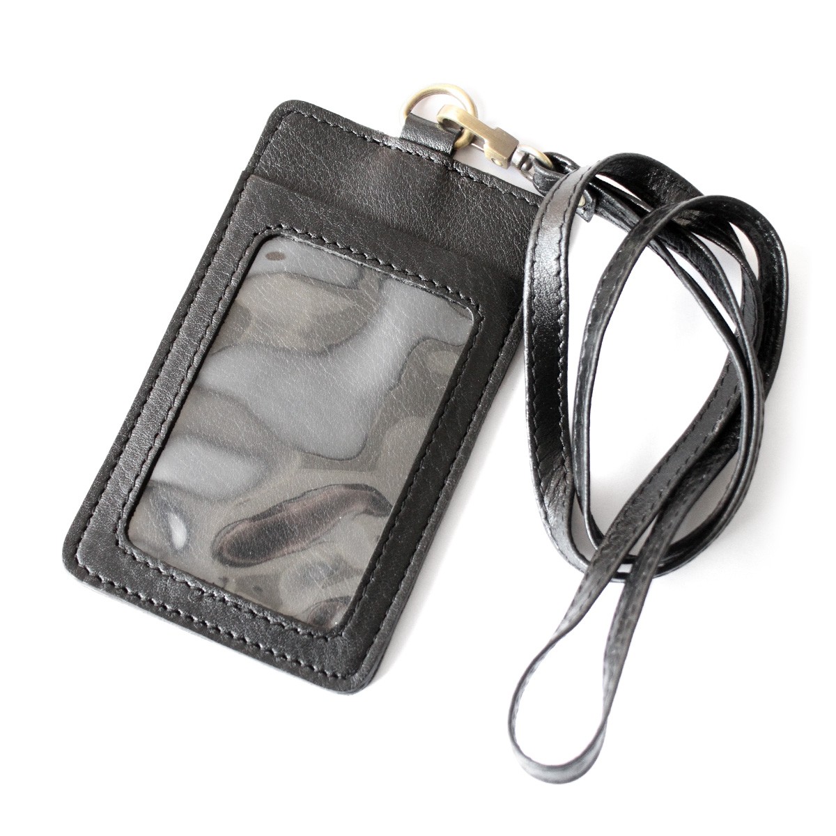 カードケース レザー 本革 パスケース ストラップ付き シンプル IDパス