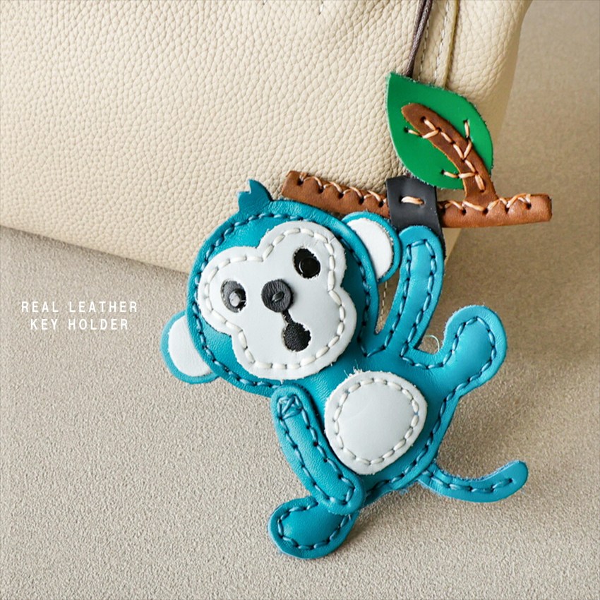 キーホルダー アニマル モンキー 猿 レザー 本革 象 レディース メンズ