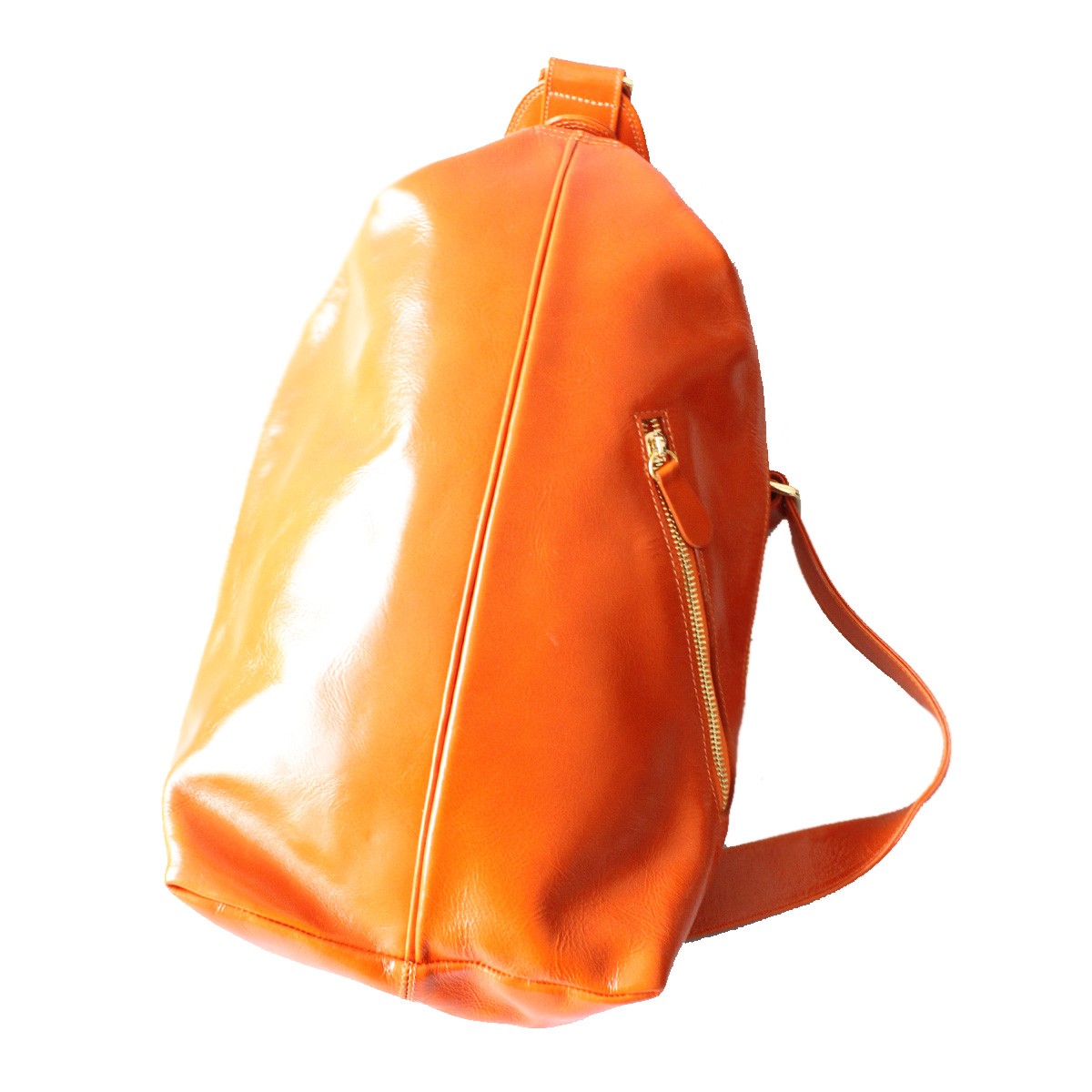 専用出品トライオン オレンジ レザー ボディバッグ 編み込みデザイン