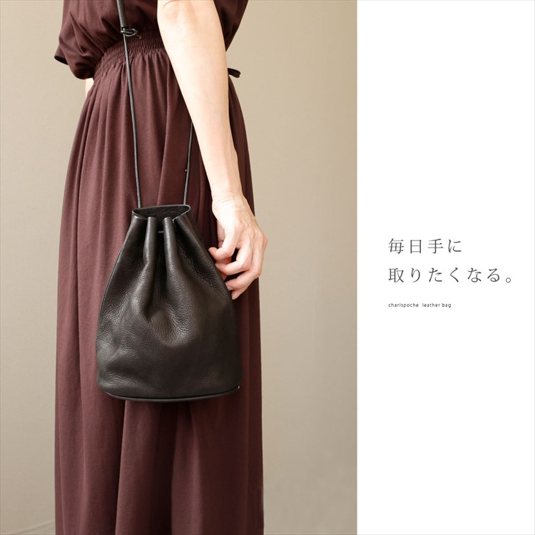 しっとり 牛革 本革 レザー 巾着 クラッチ ショルダー ミニバッグ 14 日本製 レザー 本革 やわらかい 巾着バッグ 巾着ショルダー ミニ