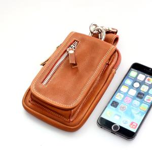 スマホケース iPhoneケース レザー 本革 カーフスキン ストッパー付 ウエストバッグ