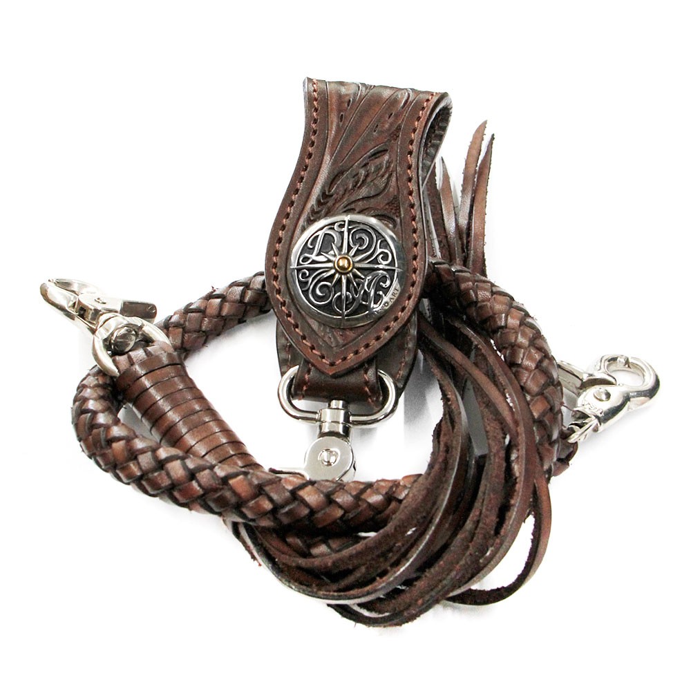 ウォレットロープ　セット 45cm レザー ウォレットチェーン ウォレットロープ 革 編み込み 四つ