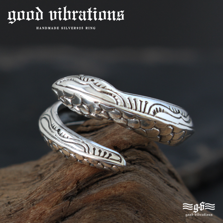 リング シルバー925 指輪 メンズ レディース 蛇 ヘビ フリーサイズ good vibrations グッドバイブレーション  :rg098:シルバー革工房 アジアンアーツ 通販 