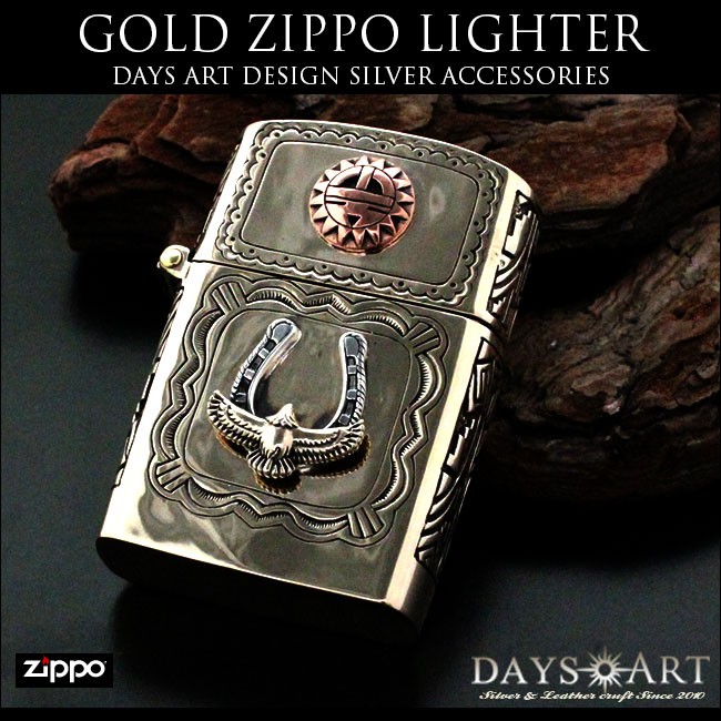 ZIPPO ライター オイルライター ブラス アーマージッポー イーグル ホースシュー サンフェイス good vibrations  グッドバイブレーション : zp008-gd : シルバー&革工房 アジアンアーツ - 通販 - Yahoo!ショッピング