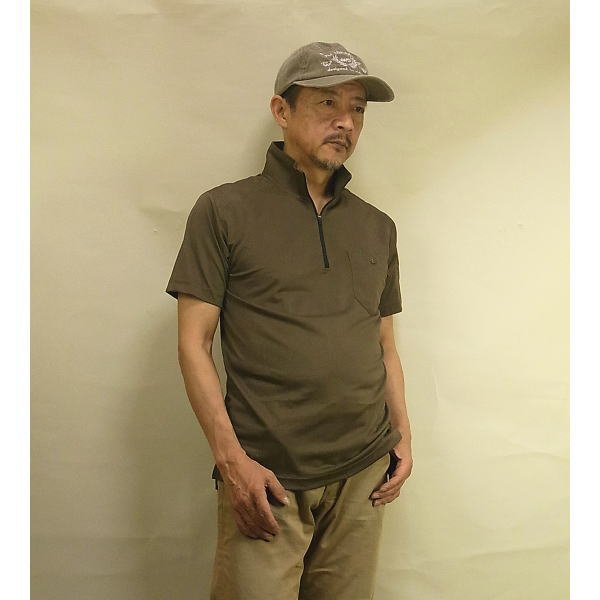 ジップTシャツ メンズ ジップポロシャツ兼用 無地 半袖 スタンド