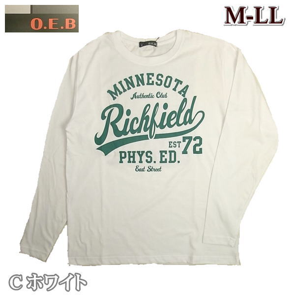 Tシャツ 長袖 メンズ アメカジ カレッジプリント 綿混 M L LL XL ロン 
