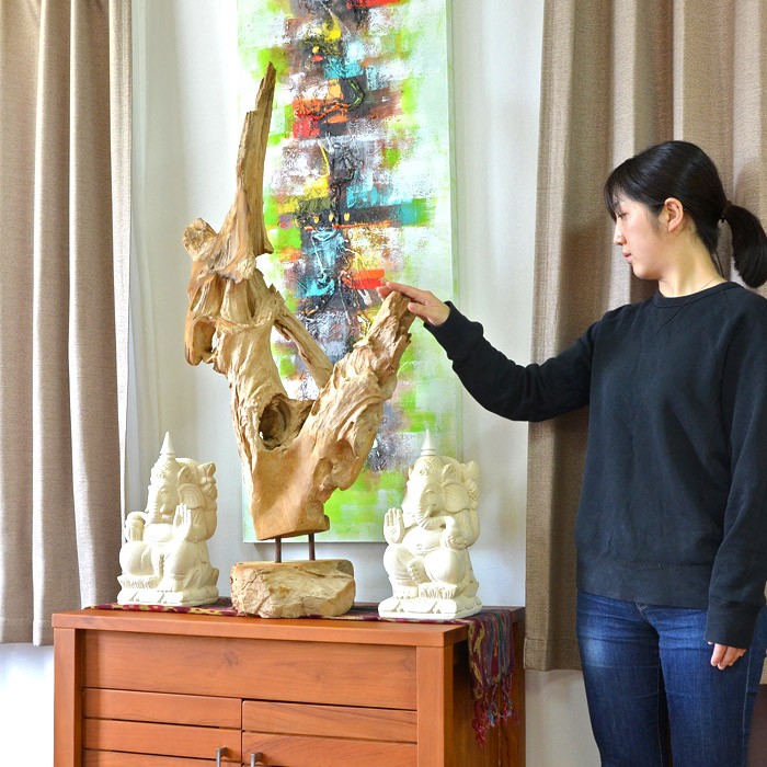 チーク切り株 オブジェ 自然素材 置き物 ナチュラル おしゃれ きれい