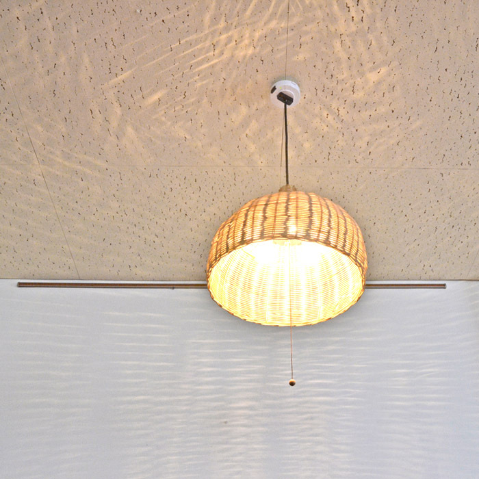 ラタン ペンダントライト 3灯式 調光可能 プルスイッチ付き 和風