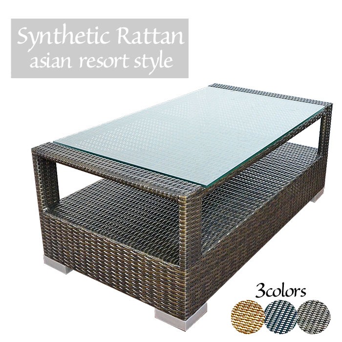 アジアン家具 シンセティックラタン テーブル １００cm 屋外使用可能 軽量 丈夫 人工ラタン srf-30 :srf-30:アジアンランプ家具店舗商材MANJA  通販 