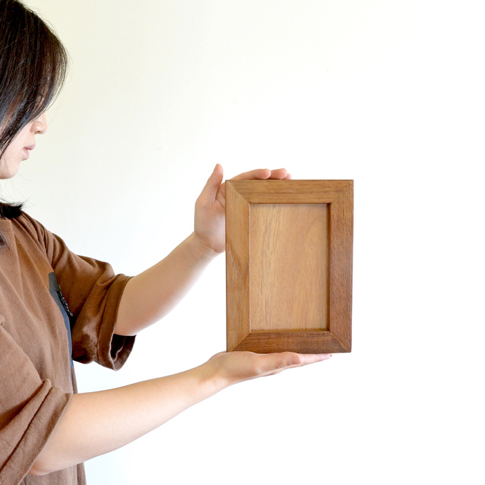 古材 チークウッド フォトフレーム S《22cm×16cm》木製 前面ガラス