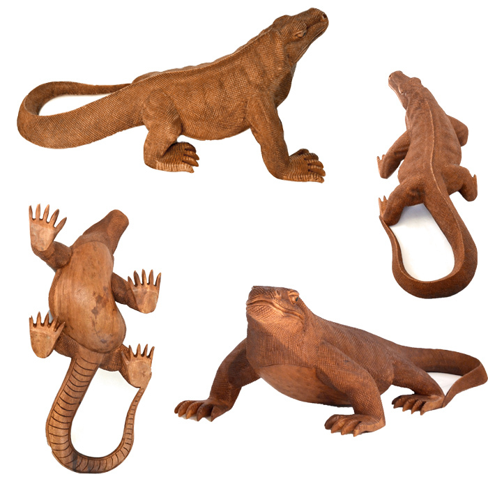 木彫り オブジェ 《コモドドラゴン》 全長88cm 天然木 ウッド