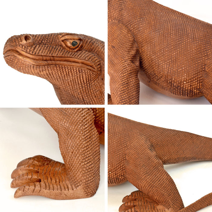 木彫り オブジェ 《コモドドラゴン》 全長88cm 天然木 ウッド