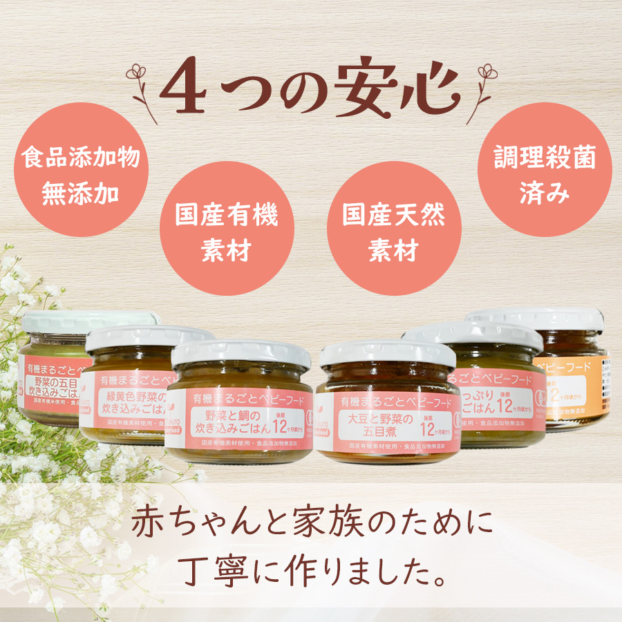 有機まるごとベビーフード 12ヶ月頃から 離乳食 6種類 12食セット(有機 JAS 認定 無添加) 味千汐路 :T35FS2612:自然派ストア  Sakura - 通販 - Yahoo!ショッピング