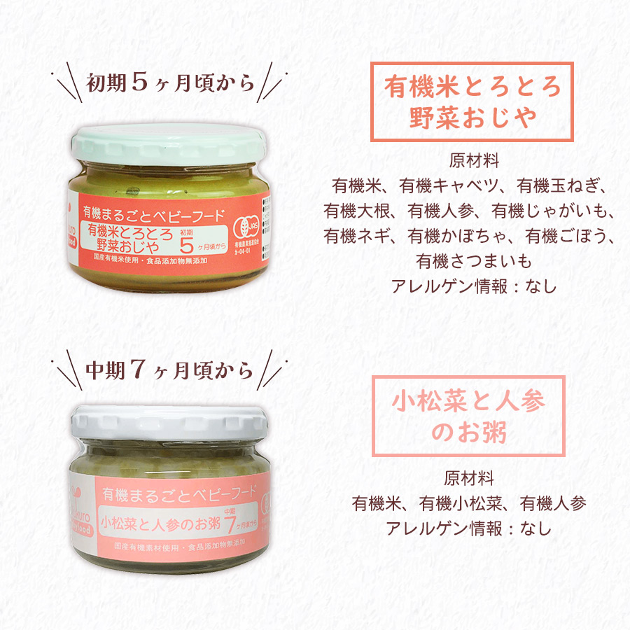 有機まるごとベビーフード初期5〜中期7か月頃4種12食セット 離乳食 無添加
