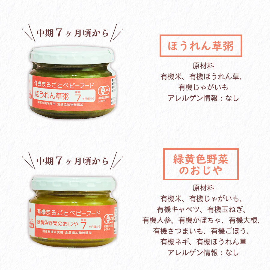 有機まるごとベビーフード初期5〜中期7か月頃4種12食セット 離乳食 無添加