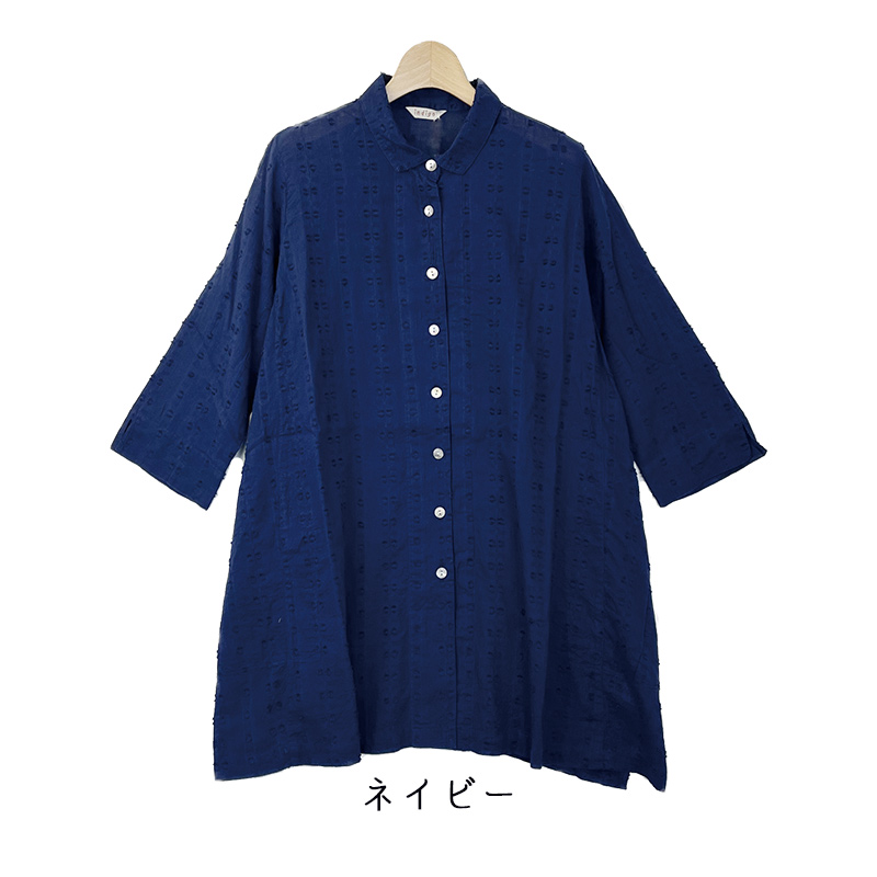 indigo チュニック 50代 60代 レディース 春 夏 インド綿 7分袖