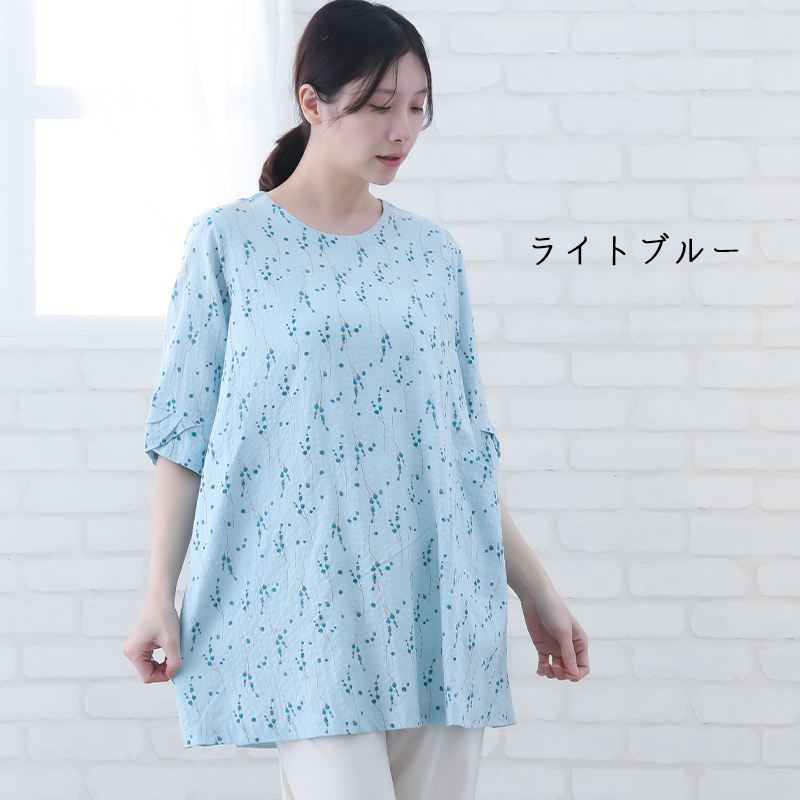 indigo 大きいサイズ チュニック レディース 5分袖 春 夏 40代 50代