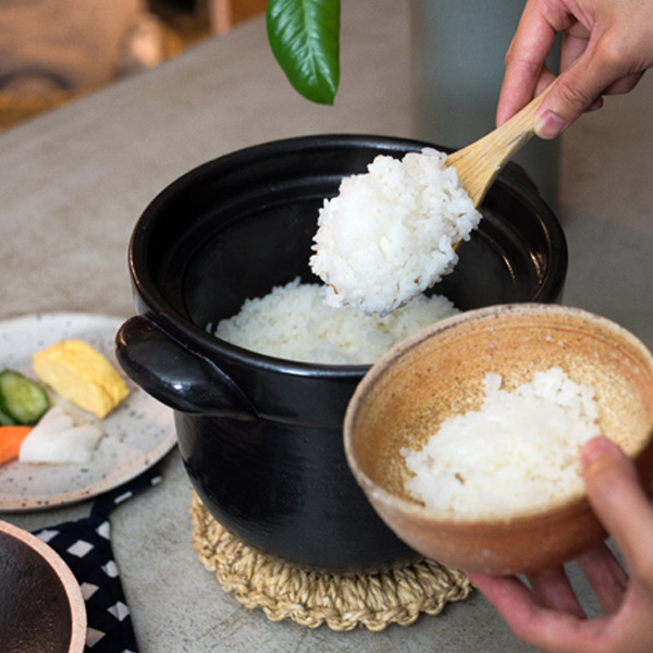 信楽焼 陶器 土鍋 ごはん いっぺん食べとくれ4合炊き（黒色） 食器