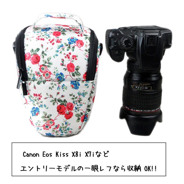 カメラソフトケース 一眼レフ ミラーレス一眼レフ用 かわいい花