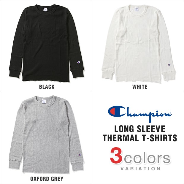 チャンピオン サーマル ロンT 長袖 Tシャツ メンズ CHAMPION ロングTシャツ ロングスリーブTシャツ ワッフル