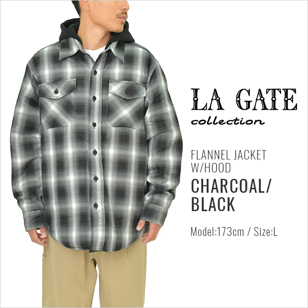 LA GATE ジャケット シャツジャケット キルティングジャケット エルエーゲート フード付き HOODED FLANNEL JACKET