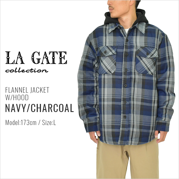 LA GATE ジャケット シャツジャケット キルティングジャケット エルエーゲート フード付き HOODED FLANNEL JACKET