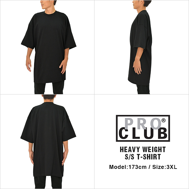 プロクラブ Tシャツ PRO CLUB ヘビーウェイト HEAVYWEIGHT メンズ ブラック 3XL ビッグサイズ 大きいサイズ