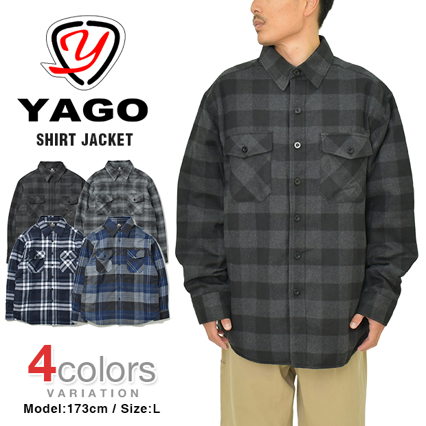 YAGO ジャケット シャツジャケット キルティングジャケット FLANNEL QUILTED JACKET チェックシャツ ネルシャツ