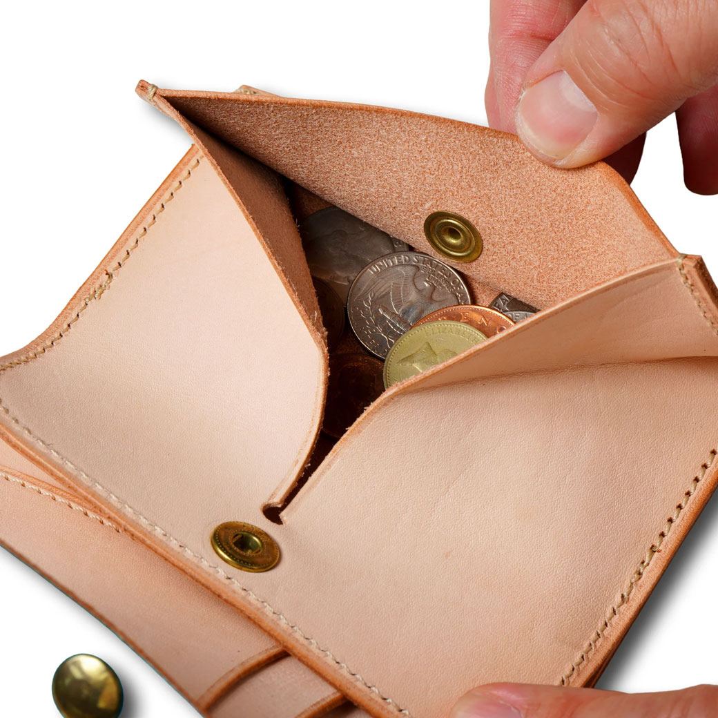 財布 二つ折り ボックス型小銭入れ パスケース付き 日本製