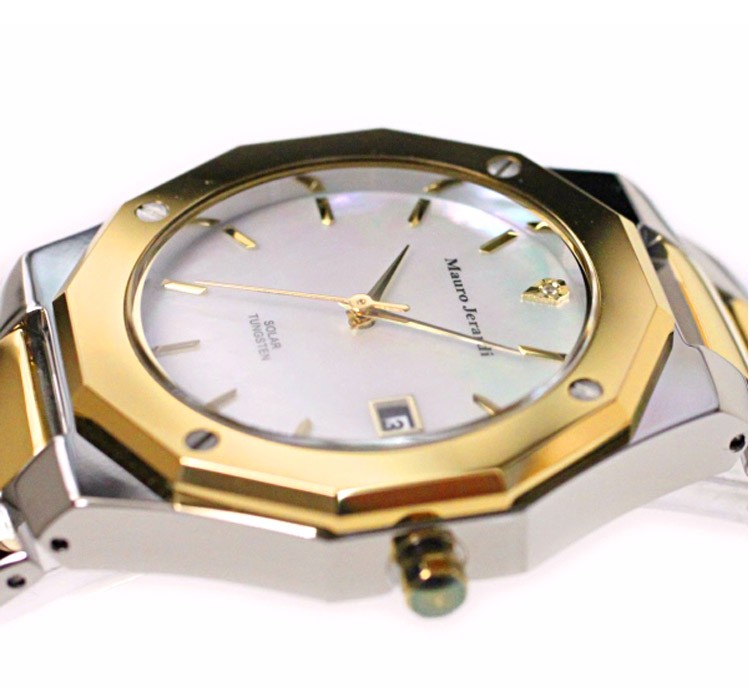 腕時計 メンズ Mauro Jerardi ソーラーウォッチ MJ032マウロジェラルディ 紳士 太陽光 3気圧防水 天然ダイヤ 送料無料