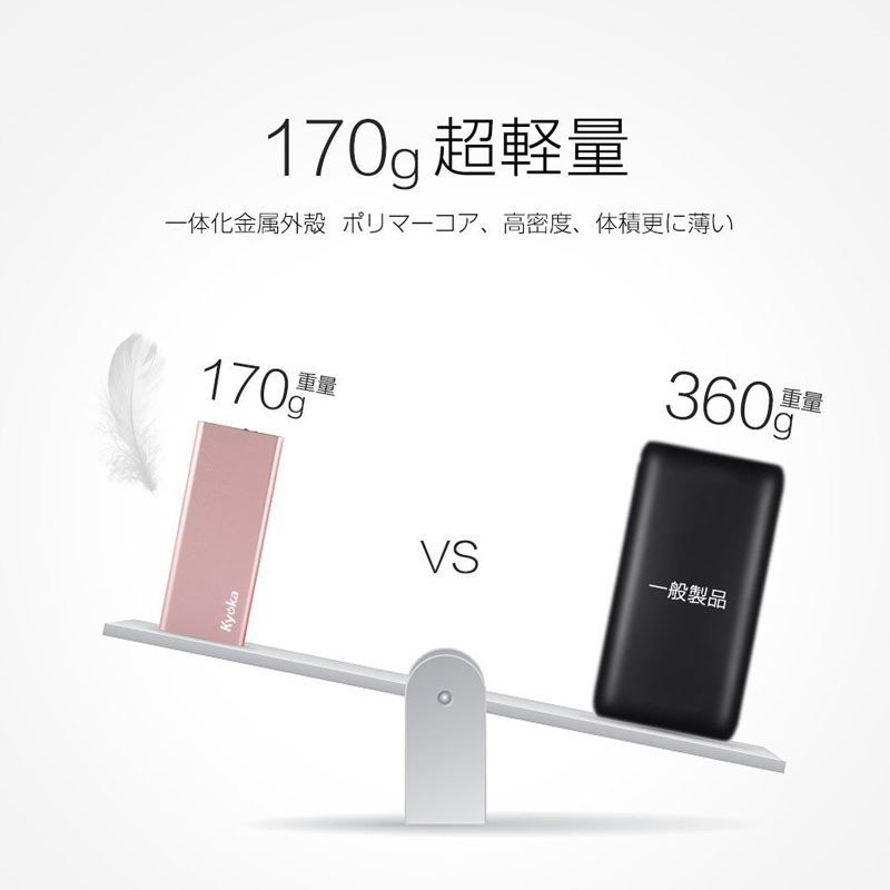 モバイルバッテリー 軽量 11200mAh 薄型 LEDライト付き 持ち運び電池