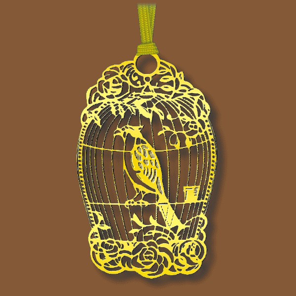 メタルクラフト 金のしおり 鳥かご A012 24Kメッキ ゴールデン