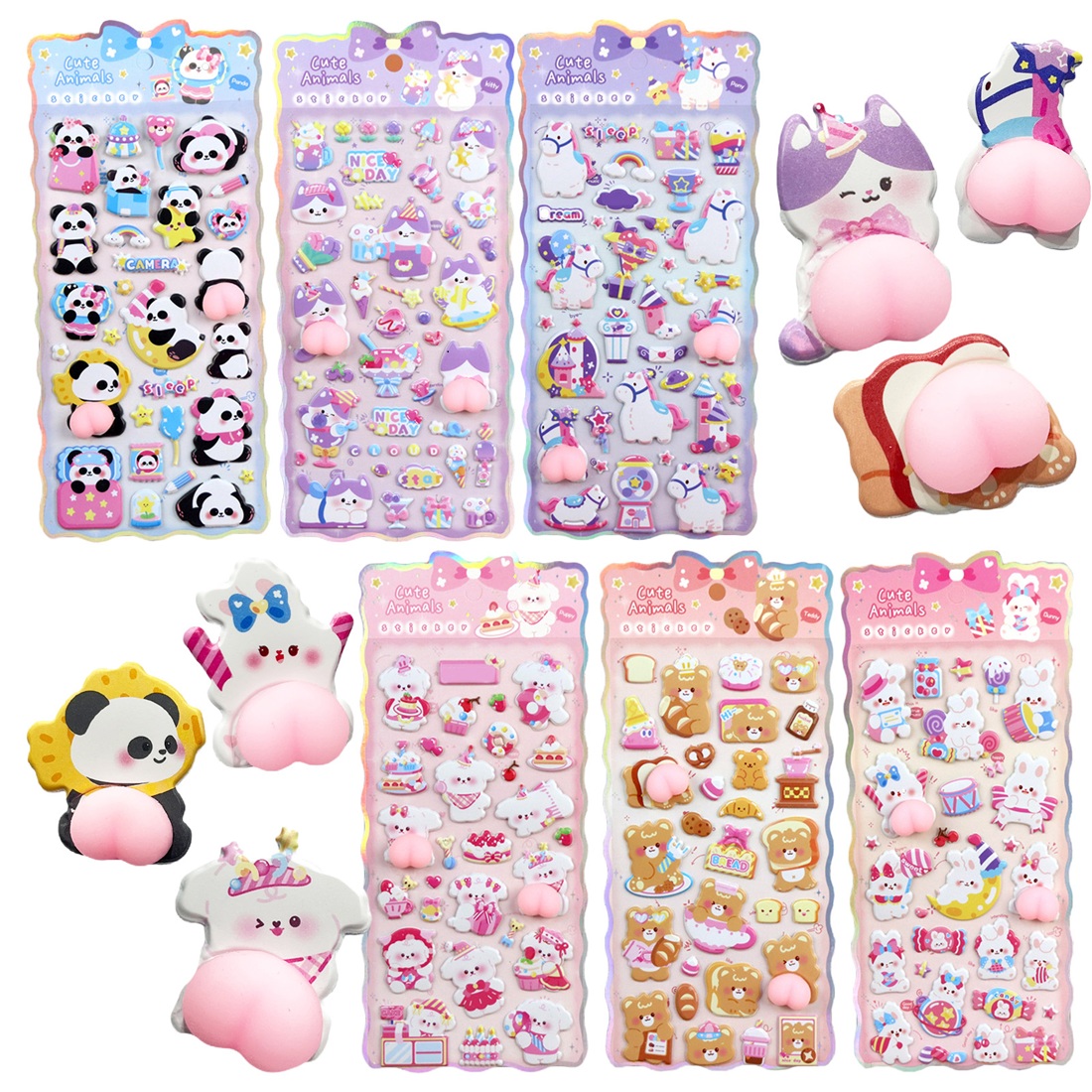 まとめ売り　おはじきシール　おしりシール　 立体シール　ぷくぷく　ステッカー等 ぷくぷくシール おしりシール 3D立体シール 6枚セット お尻デザイン