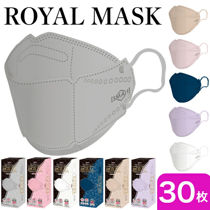 ロイヤルマスク 30枚入り 立体マスク 不織布 フラップマスク 4層