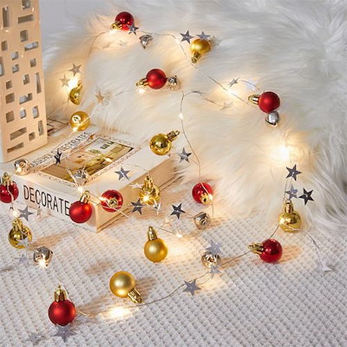 イルミネーションライト　ストリングライト　クリスマス　ライト　20 LED 電池式　/サンタクロース 3M　/松葉松かさ 2.4M　/鈴 3M |  | 03