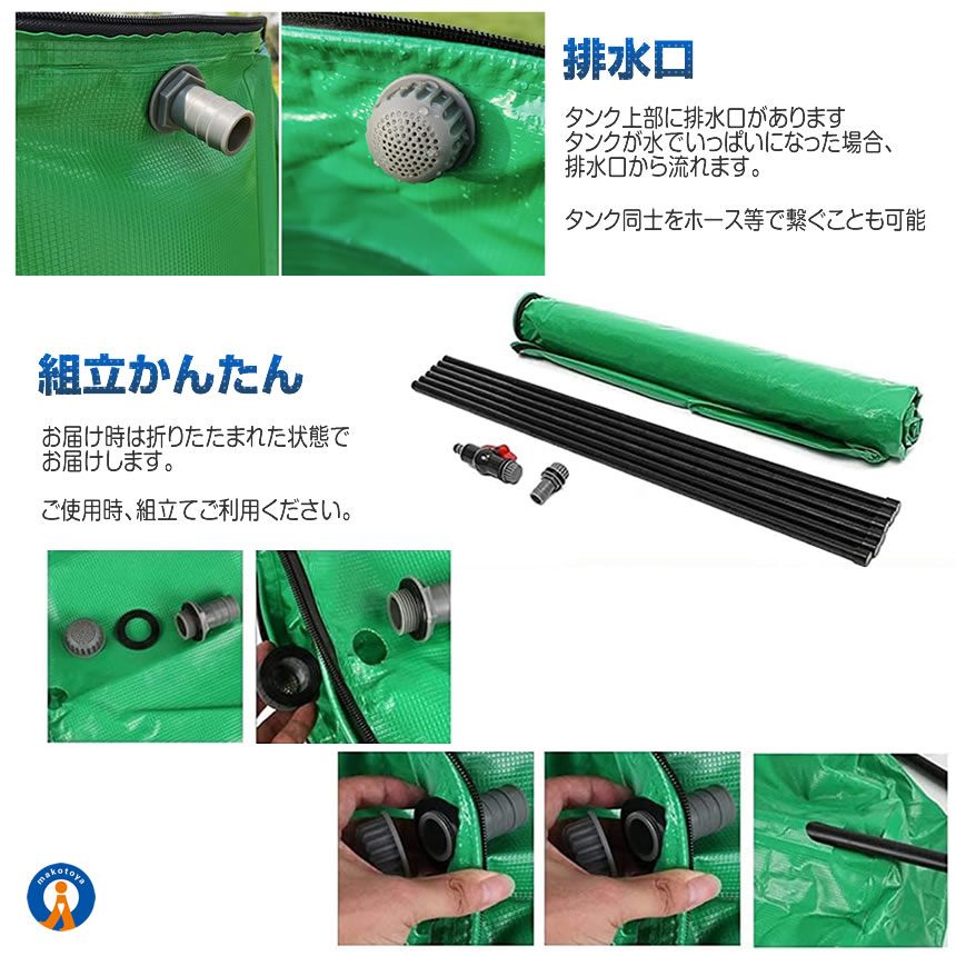 2個セット 貯水タンク 200L 家庭用 浄水 水やり 雨水タンク 防災